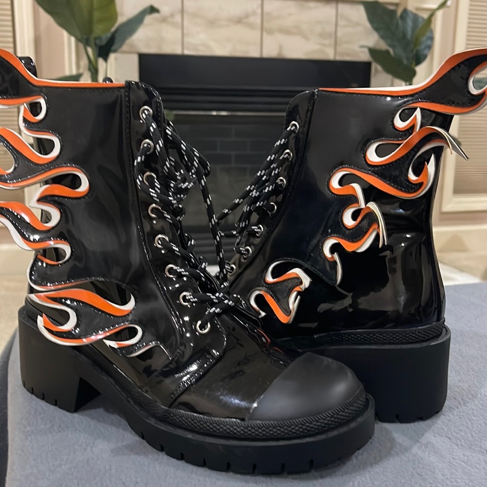 Black and Orange boot size 9 never worn From Miss Lola